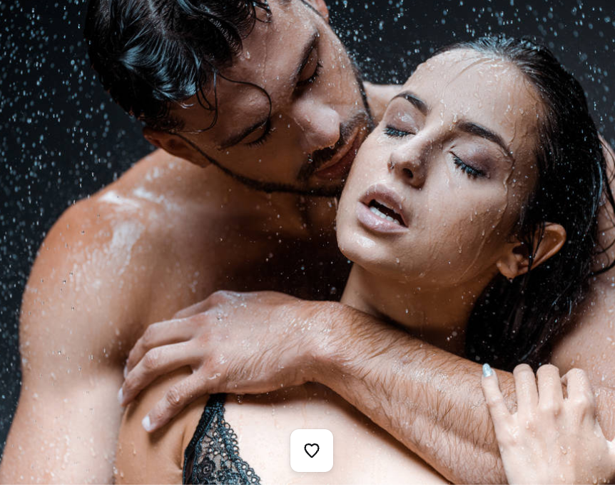 Passionate couple in the shower